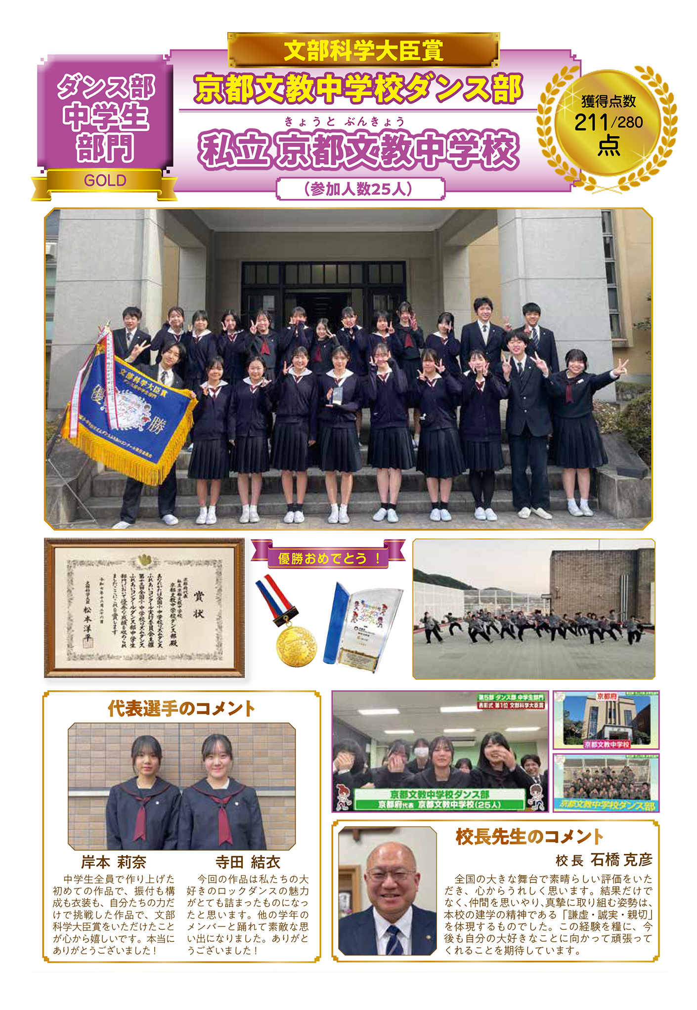 【ダンス部 中学生部門】文部科学大臣賞